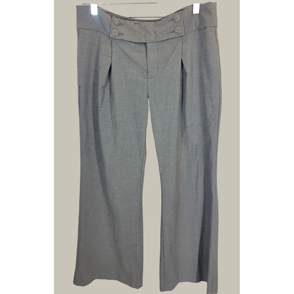 Old Navy Dress Pants Wide Leg Career Trousers Sailor Button Stretch Gray 8 REG